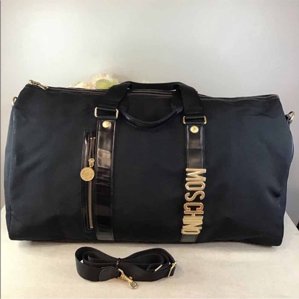Moschino Black and Gold Duffel Bag
